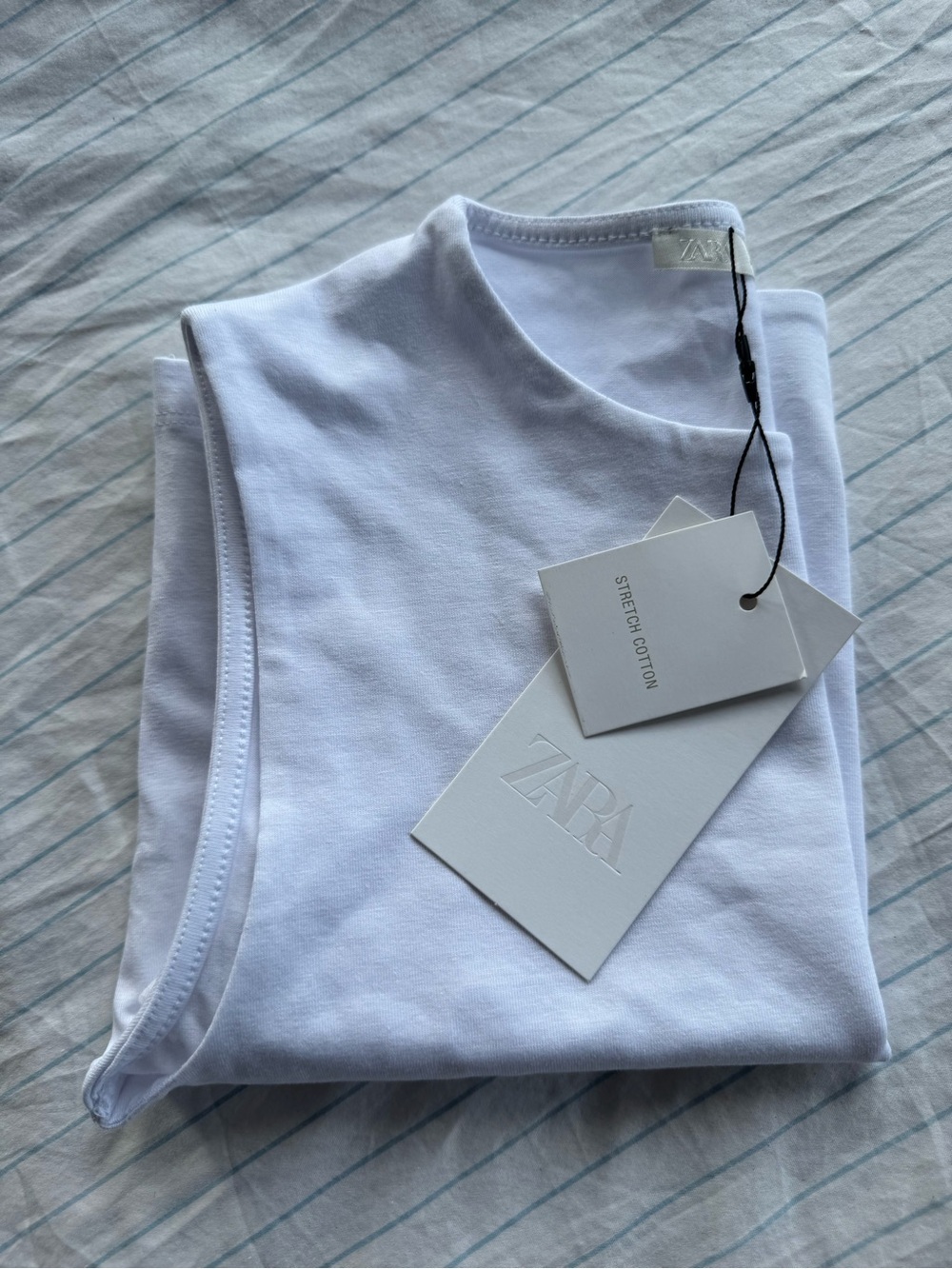 ZARA White Stretch Cotton Tank Top. NWT. Size: S